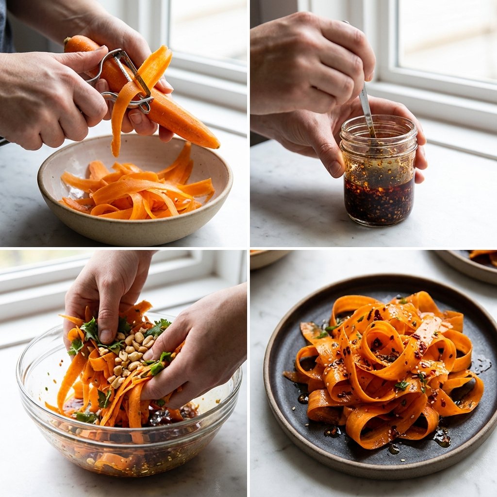 Chili crisp carrot ribbon salad recipe