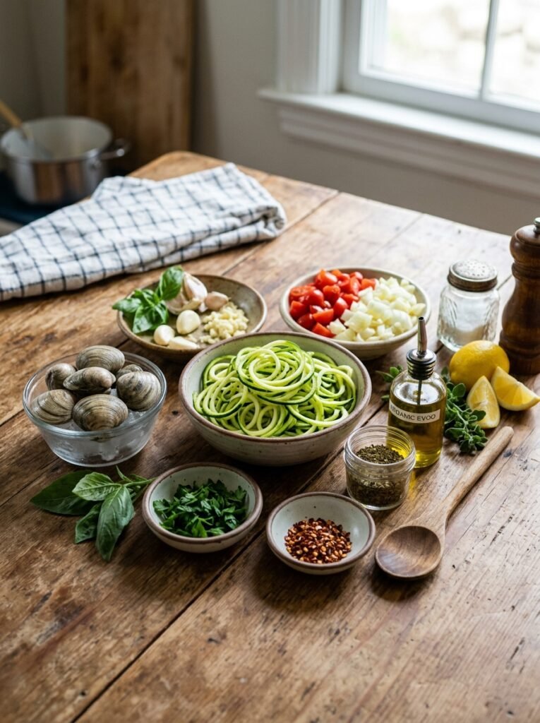 Low Carb Zucchini Pasta with Red Clam Sauce 13 Zucchini pasta ingredients 202604261928