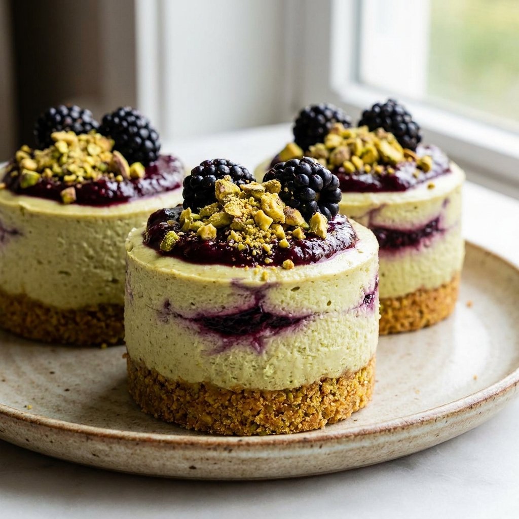 pistachio blackberry cheesecake towers recipe