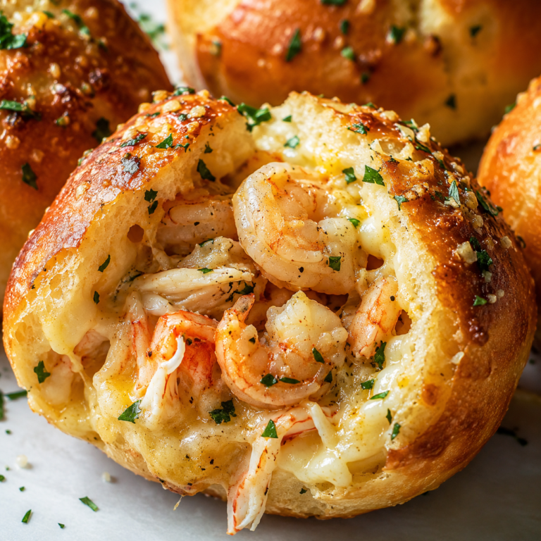 crabby shrimp stuffed garlic bread bombs recipe
