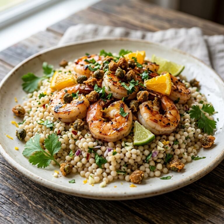 Mojo Shrimp With Couscous and Fried Capers Recipe