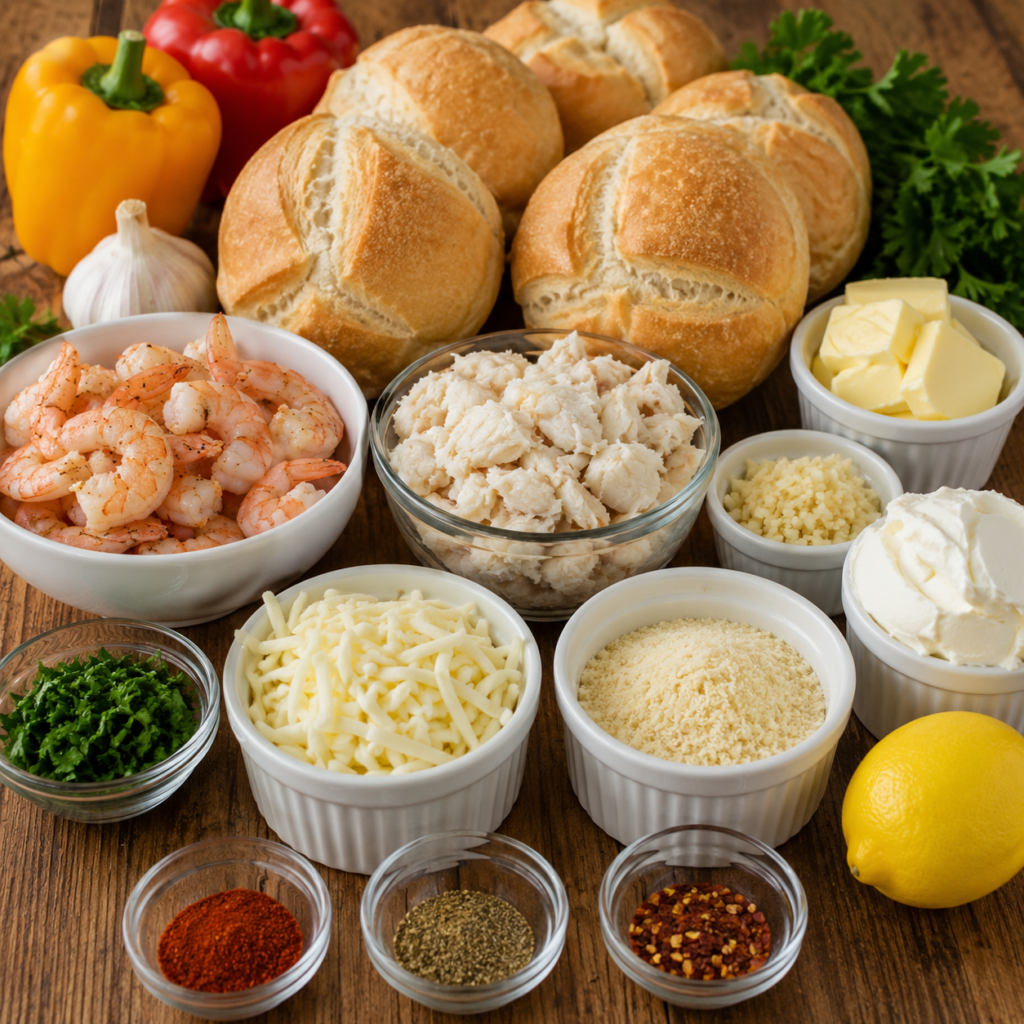 crabby shrimp stuffed garlic bread bombs recipe