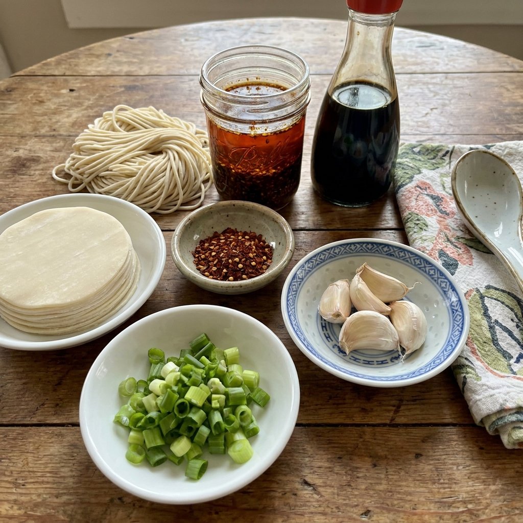 Chile Oil Dumplings With Noodles recipe