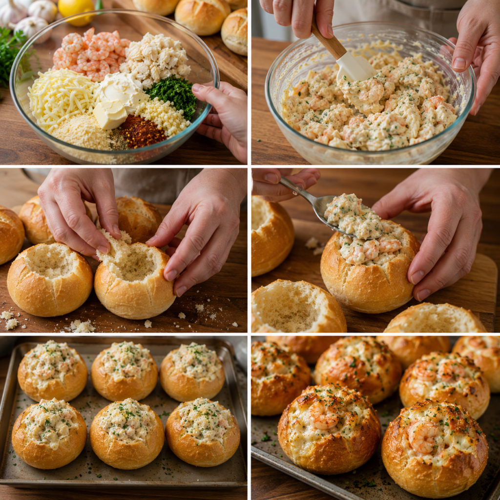 crabby shrimp stuffed garlic bread bombs recipe