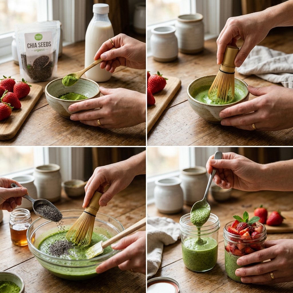 Strawberry Matcha Chia Pudding Recipe
