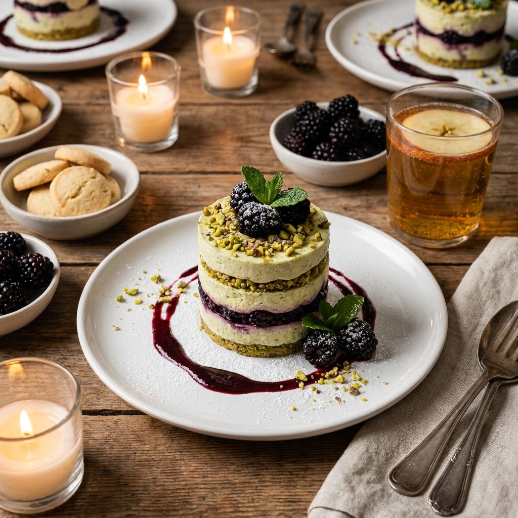 pistachio blackberry cheesecake towers recipe