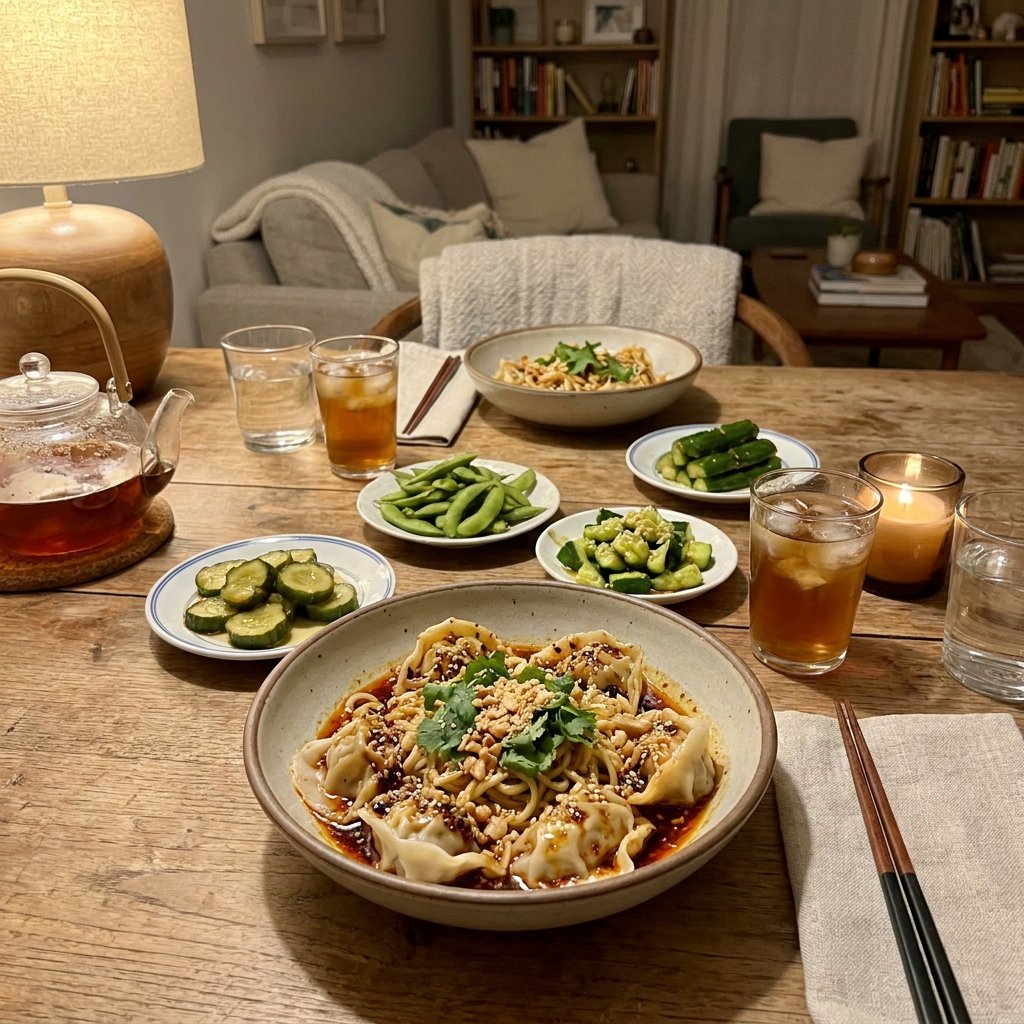 Chile Oil Dumplings With Noodles recipe