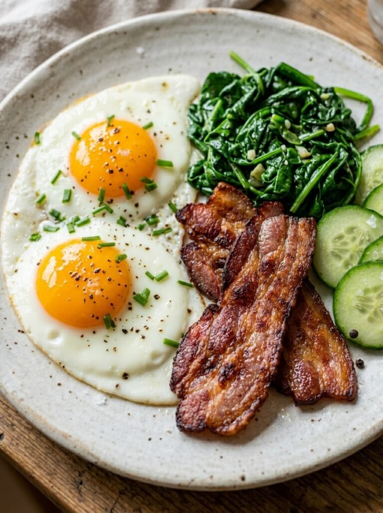 Bacon spinach cucumber egg plate 202606111351