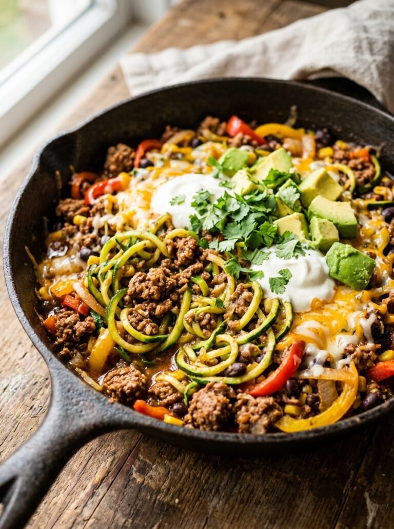 low carb beef taco zucchini noodle skillet 17 Beef taco zucchini noodle skillet 202606111342