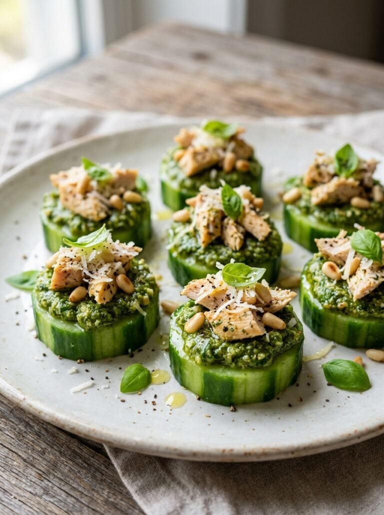 Chicken pesto cucumber stacks 202606101538