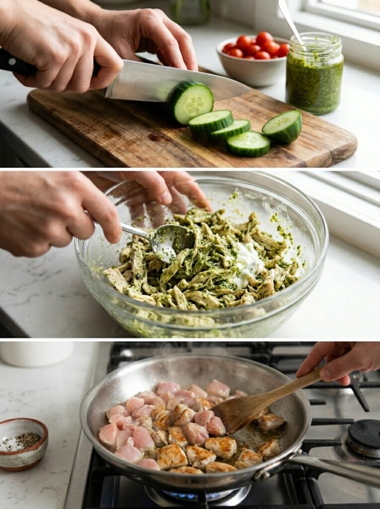 Chicken pesto cucumber stacks co… 202606101538