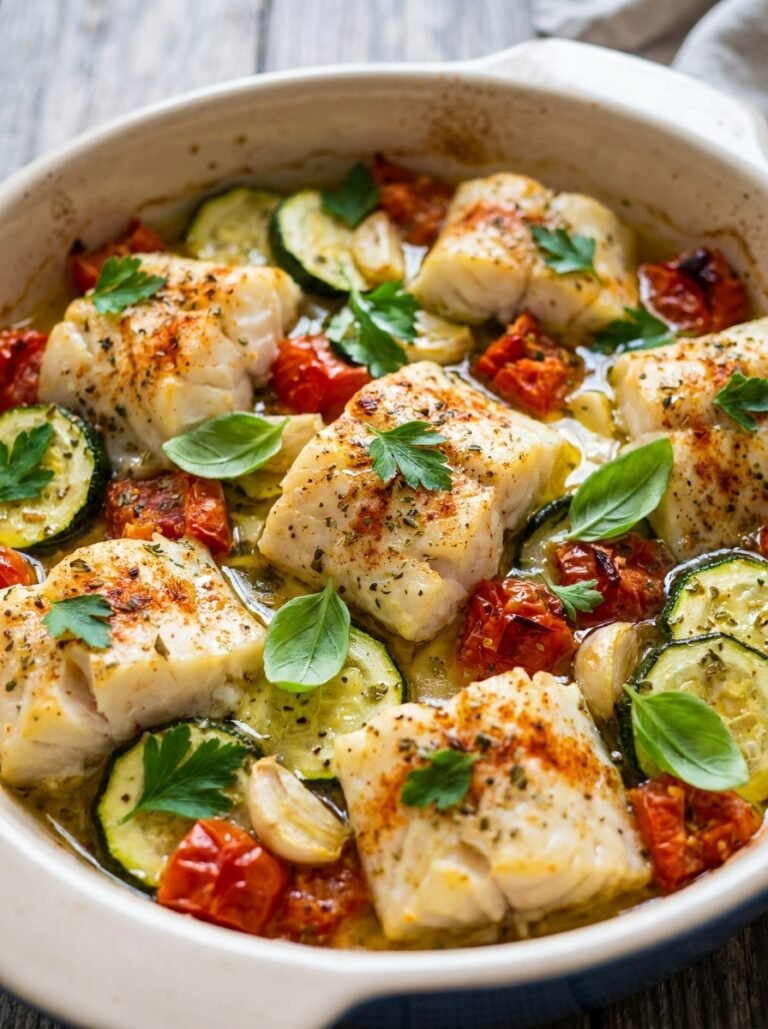 Low Carb Cod Tomato Zucchini Dinner Bake 17 Cod tomato zucchini dinner bake 202605131545
