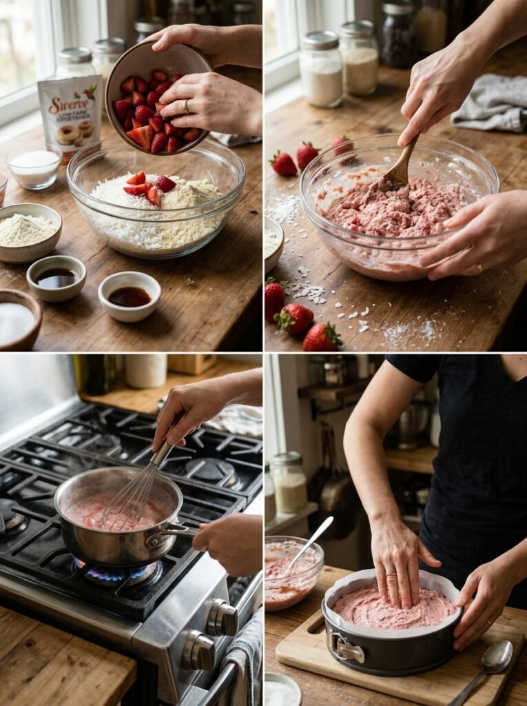 Low Carb Coconut Strawberry Ice Cream Cake 14 Cooking coconut strawberry ice c… 202606081601