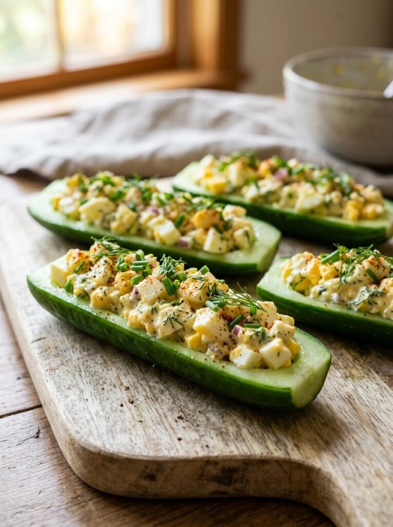 Home 6 Egg salad cucumber snack boats 202606121245