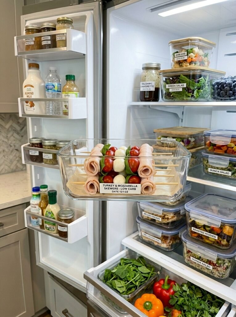 Low Carb Turkey Mozzarella Lunch Skewers 5 Food storage containers lunch sk… 202605171447