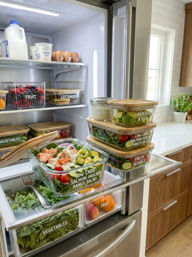 low carb salmon avocado ranch dinner salad 16 Food storage containers salmon s… 202605212201
