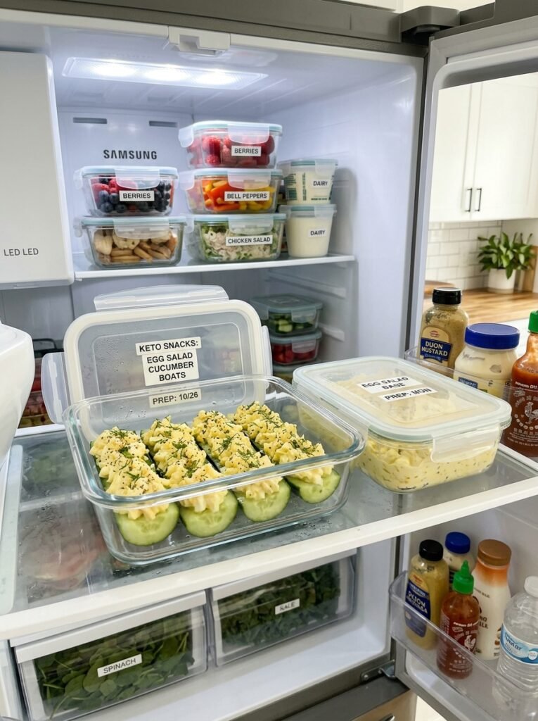 Low Carb Egg Salad Cucumber Snack Boats: Fresh, Easy, and Keto-Friendly 16 Food storage containers with egg… 202606121245