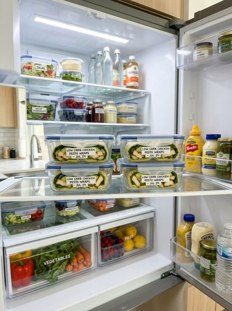 Low Carb Chicken Pesto Cucumber Dinner Wraps 16 Food storage containers with low 202605081809