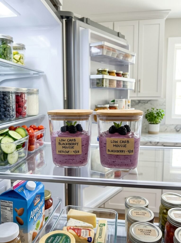 Low Carb Blackberry Cream Cheese Mousse: The Ultimate Sugar-Free Dessert 16 Food storage containers with mousse 202605071839