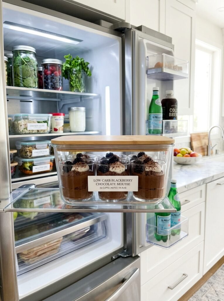 Low Carb Blackberry Chocolate Mousse Cups: Keto Dessert Recipe 16 Food storage containers with mousse 202606071437