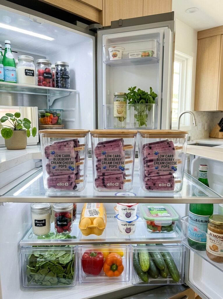 Low Carb Blueberry Cream Cheese Popsicles 16 Food storage containers with pop… 202605121440
