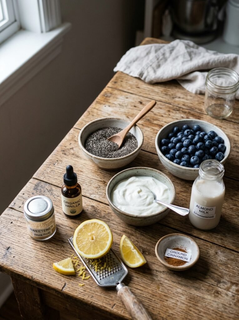 low carb blueberry chia breakfast jars 13 Ingredients for breakfast jars 202605181550