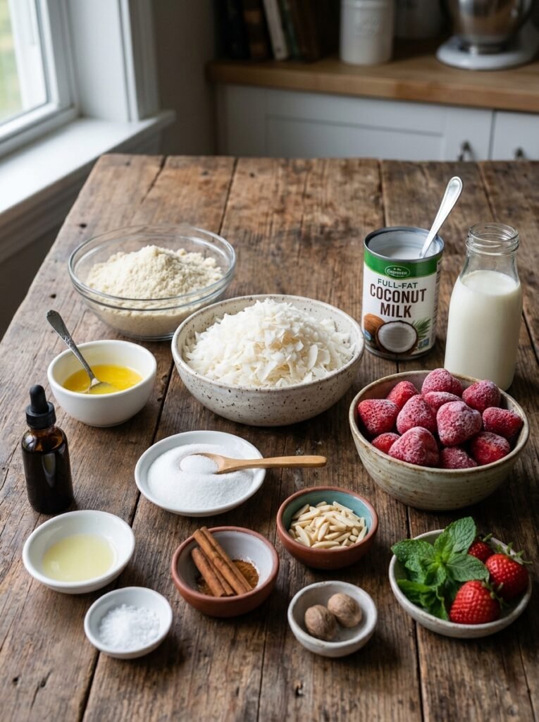 Low Carb Coconut Strawberry Ice Cream Cake 13 Ingredients for ice cream cake 202606081601