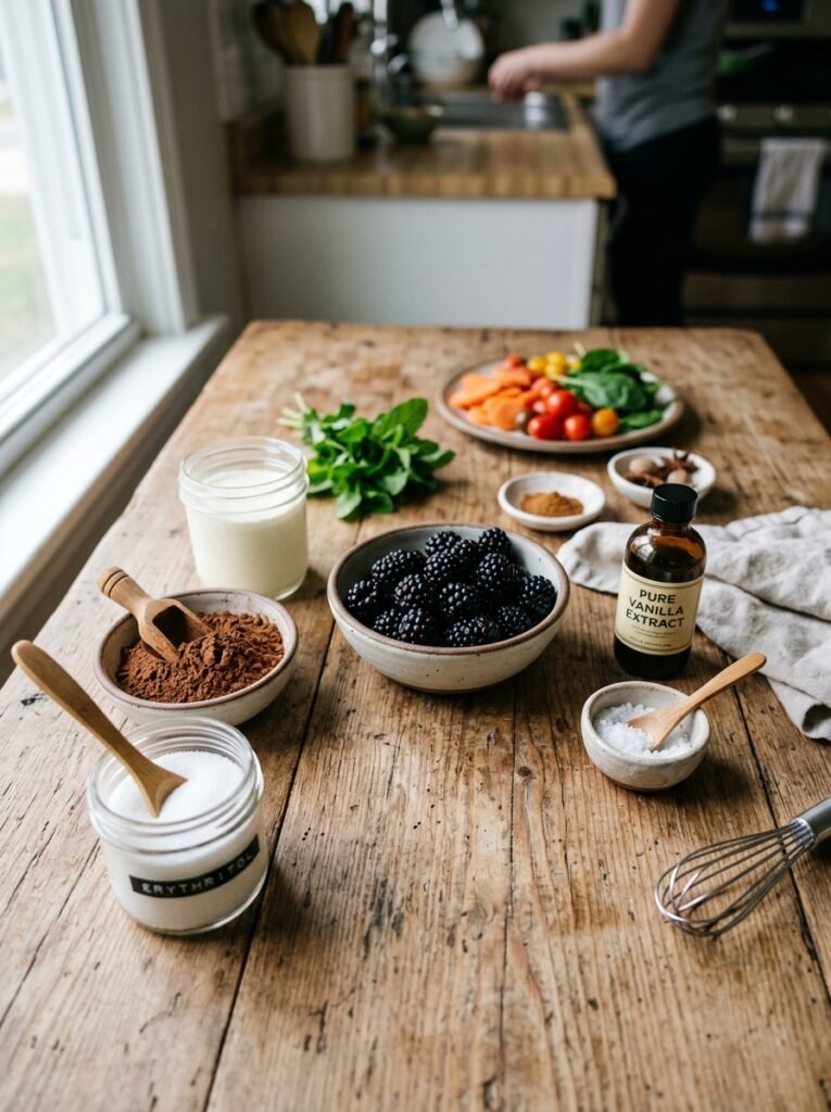 Low Carb Blackberry Chocolate Mousse Cups: Keto Dessert Recipe 13 Ingredients for low carb mousse 202606071437