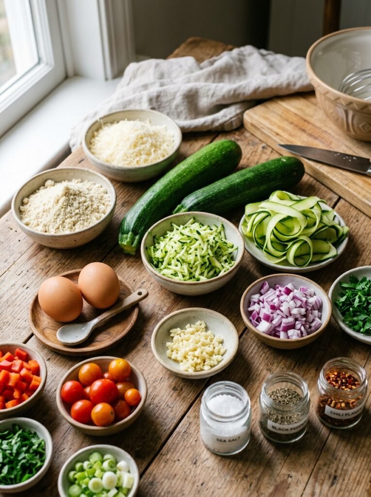 Ingredients for zucchini fritters 202605210101