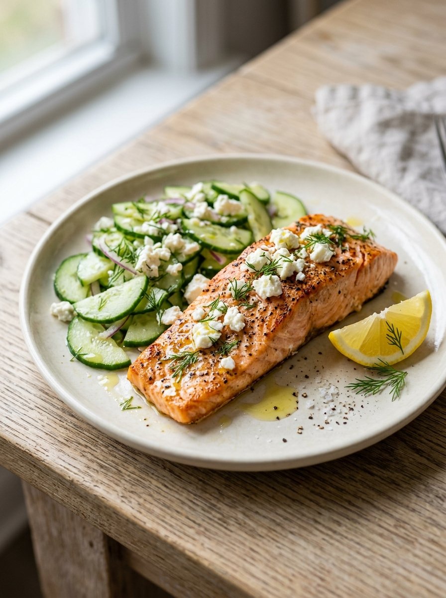Home 1 Salmon feta cucumber lunch plate 202606091445
