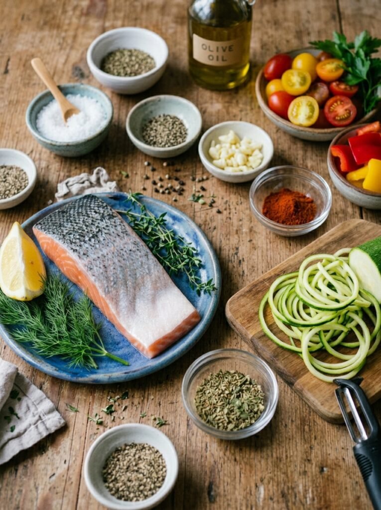Low Carb Salmon Zucchini Lunch Box: A Delicious, Healthy Meal Prep Recipe 13 Salmon zucchini lunch ingredient… 202606121303