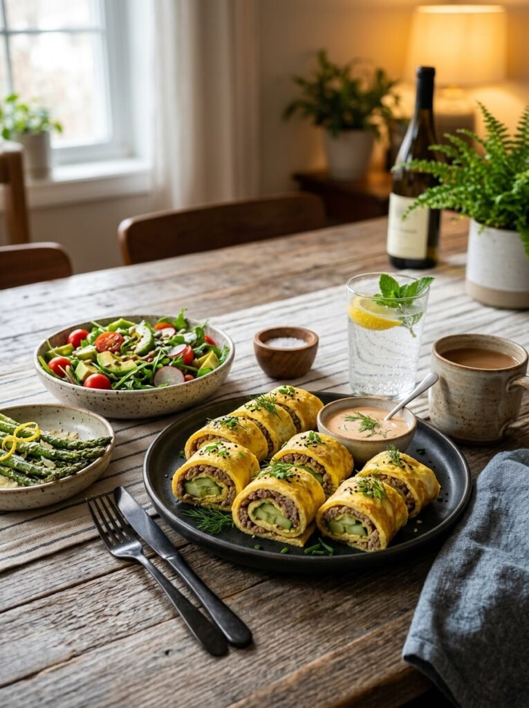 Sausage cucumber egg rollups setup 202605241344