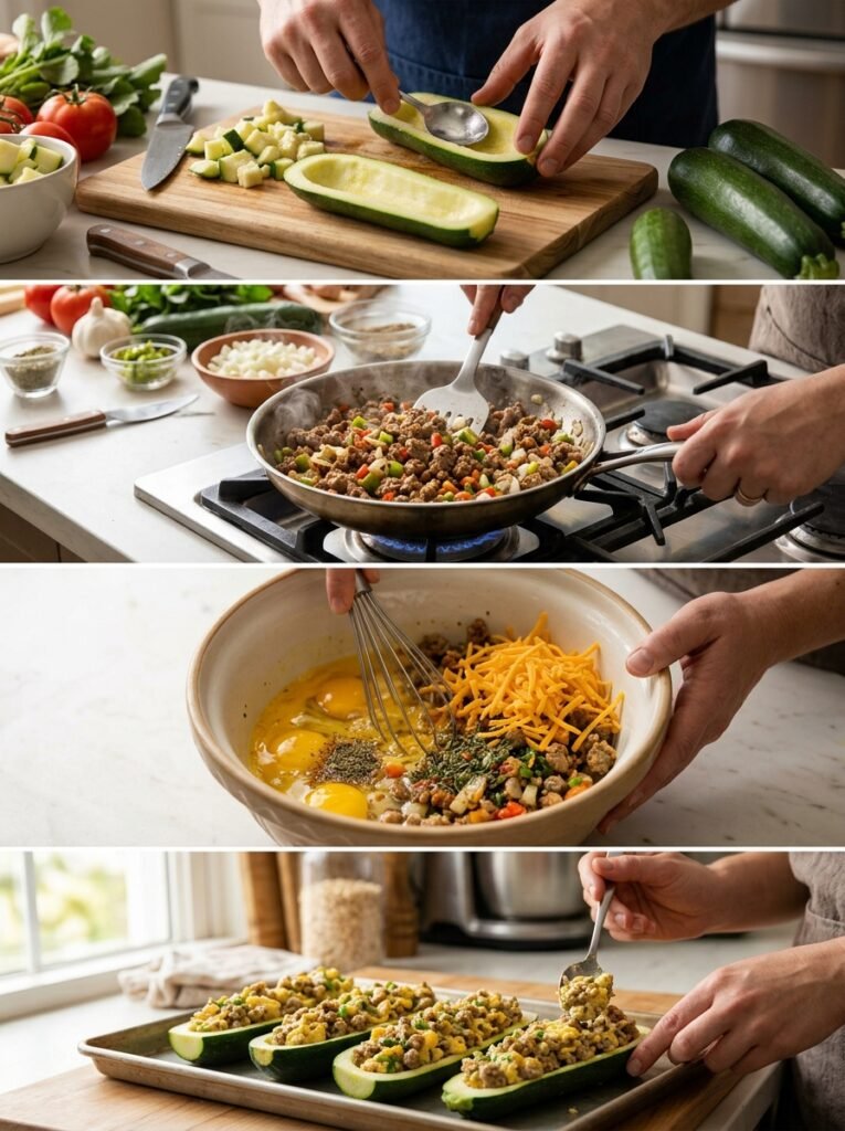Sausage egg zucchini boats cooking 202605311424