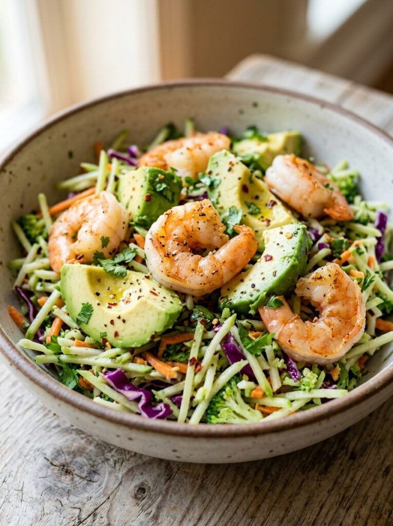 low carb shrimp avocado broccoli slaw bowl 12 Shrimp avocado broccoli slaw bowl 202605301409