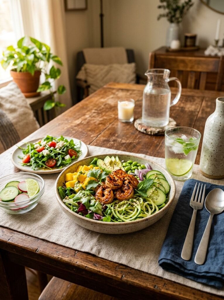 Low Carb Shrimp Mango Cucumber Lunch Bowl 15 Shrimp mango cucumber lunch bowl 202606081536