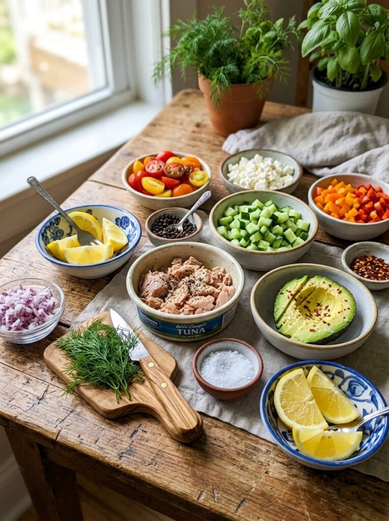 low carb tuna cucumber avocado lunch stack 13 Tuna cucumber avocado lunch stack 202606071510 1