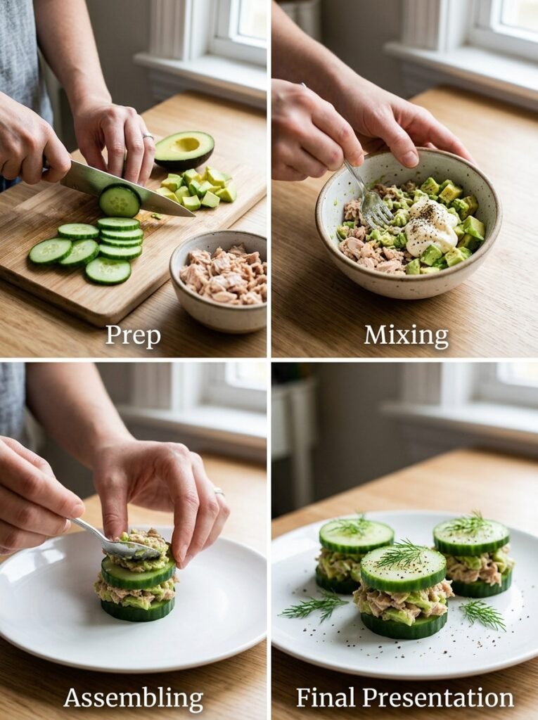 low carb tuna cucumber avocado lunch stack 14 Tuna cucumber avocado lunch stack 202606071510 2