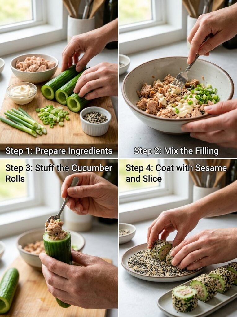 low carb tuna cucumber sesame rolls: A Fresh and Healthy Delight 14 Tuna cucumber sesame rolls process 202606091406