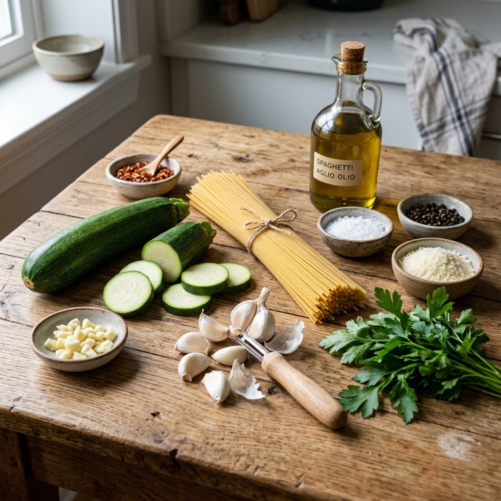 Spaghetti Aglio Olio With Zucchini Recipe