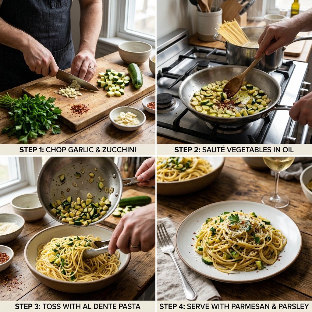 Spaghetti Aglio Olio With Zucchini Recipe